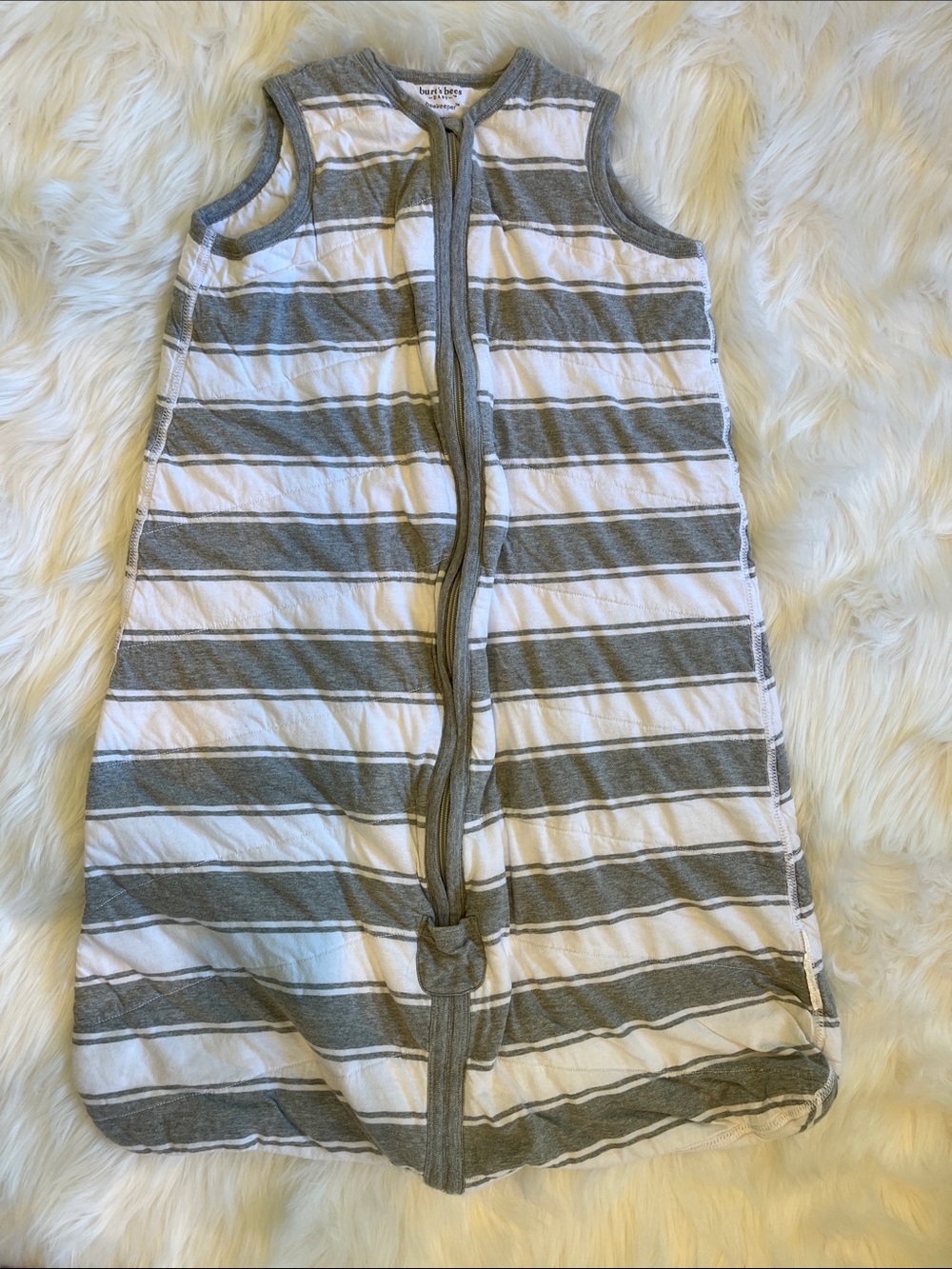 Burt’s Bees Striped Sleeveless Baby Sleep Sack - Gray & White